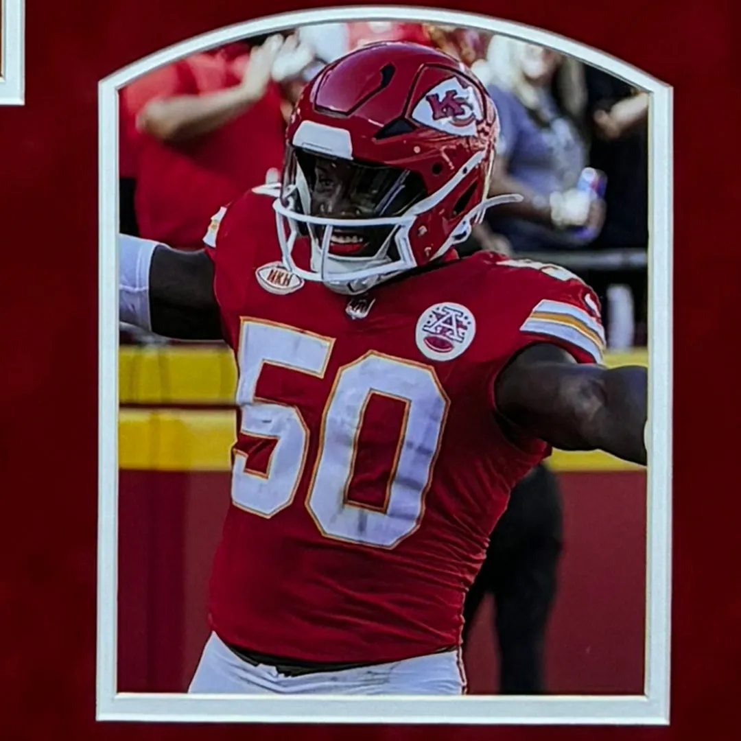 Willie Gay Jr Signed Kansas City Red Custom Suede Matte Framed Football Jersey