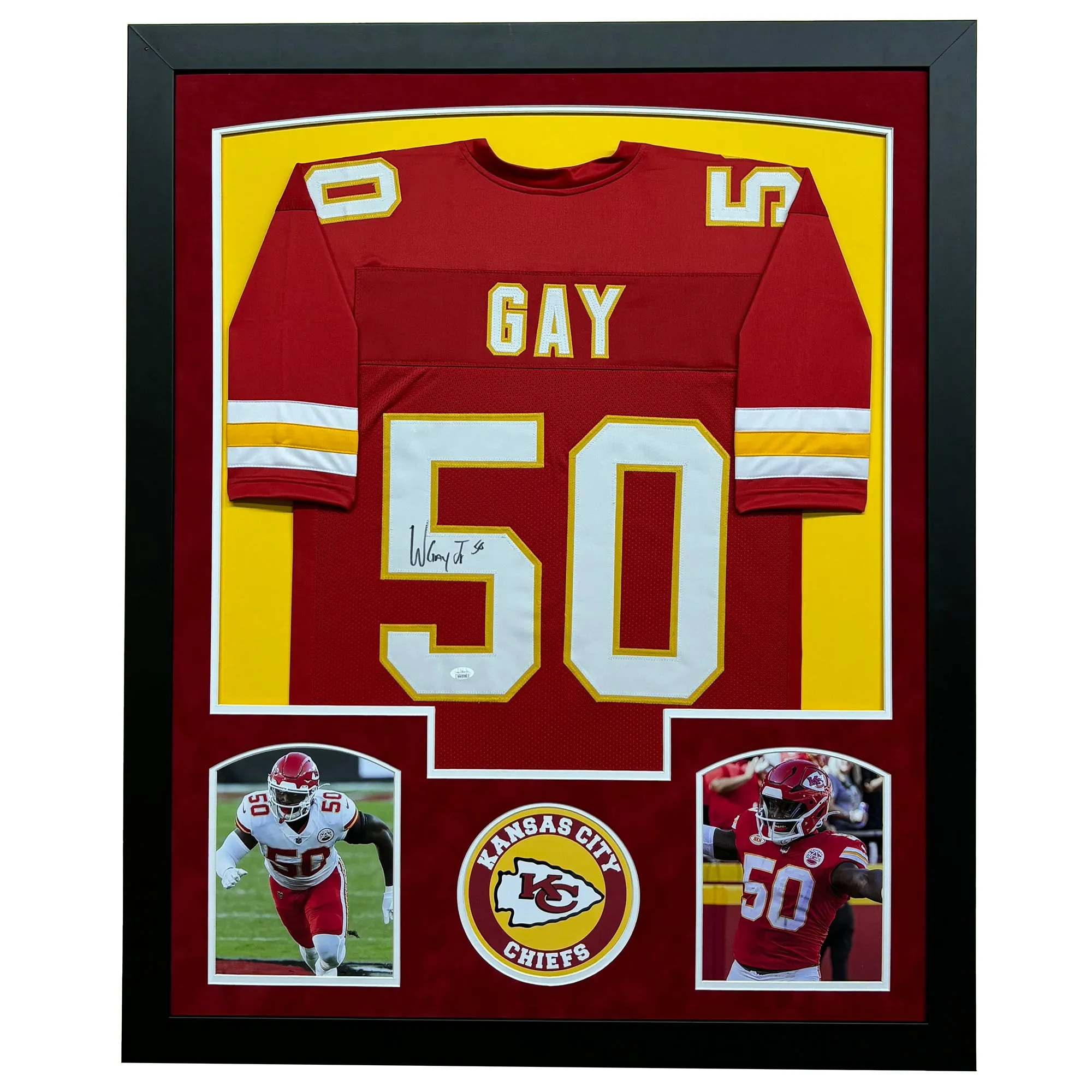 Willie Gay Jr Signed Kansas City Red Custom Suede Matte Framed Football Jersey