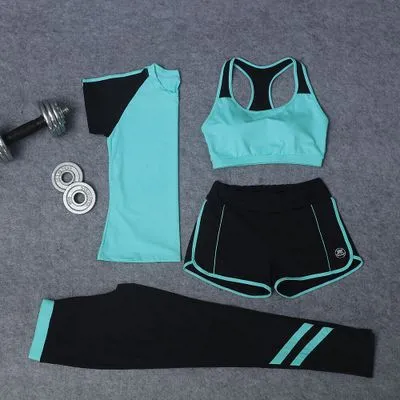 Women Sport Suit Outdoor Gym Yoga Set 4 Piece