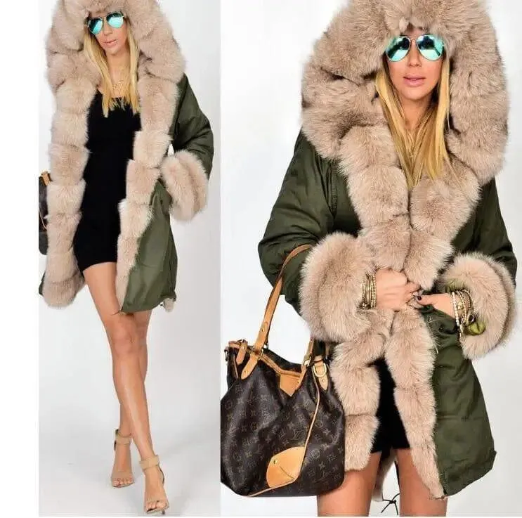 Women's fur collar coat