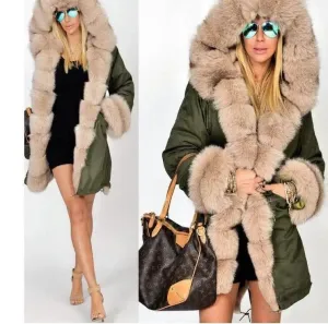 Women's fur collar coat