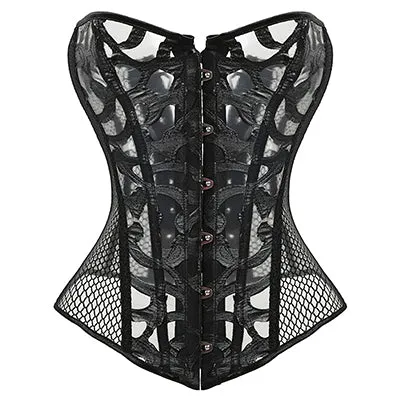 X New Steampunk Steel Boned Lace up Back Sexy Body Bustier Overbust Corset Women Waist Cincher Corsets Black Plus Size S-6XL