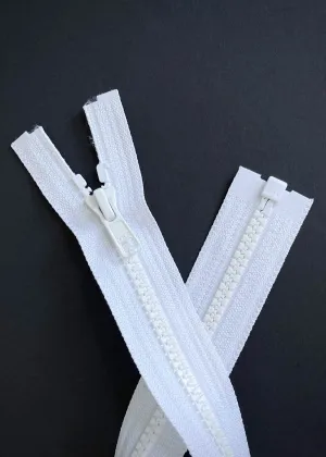 YKK, Open Ended Zip.  Vislon #5. White