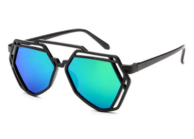 YOOSKE 7 Colors Women  Fashion Polygonal Hollow Sunglasses Brand Designer Luxury Sun Glasses For Men Women
