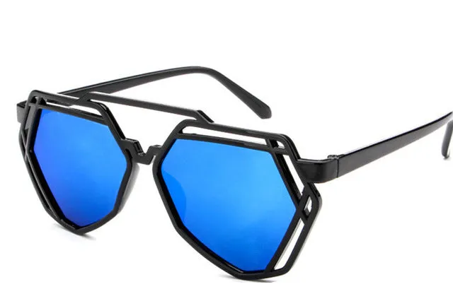 YOOSKE 7 Colors Women  Fashion Polygonal Hollow Sunglasses Brand Designer Luxury Sun Glasses For Men Women