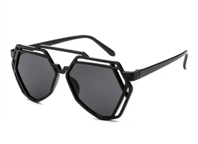 YOOSKE 7 Colors Women  Fashion Polygonal Hollow Sunglasses Brand Designer Luxury Sun Glasses For Men Women