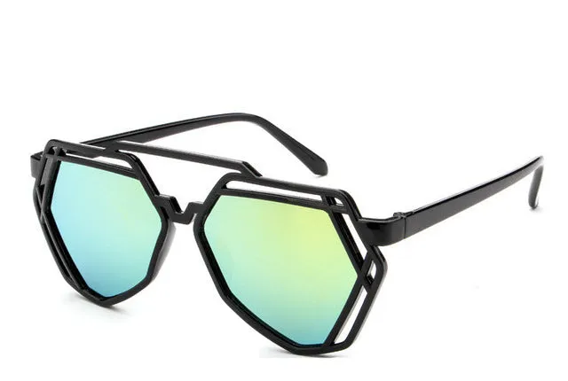 YOOSKE 7 Colors Women  Fashion Polygonal Hollow Sunglasses Brand Designer Luxury Sun Glasses For Men Women