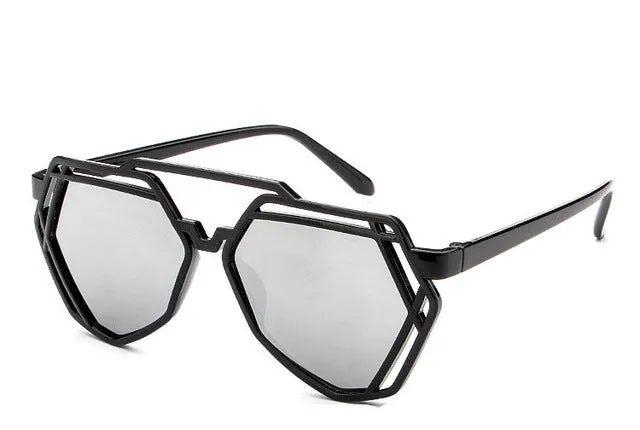 YOOSKE 7 Colors Women  Fashion Polygonal Hollow Sunglasses Brand Designer Luxury Sun Glasses For Men Women